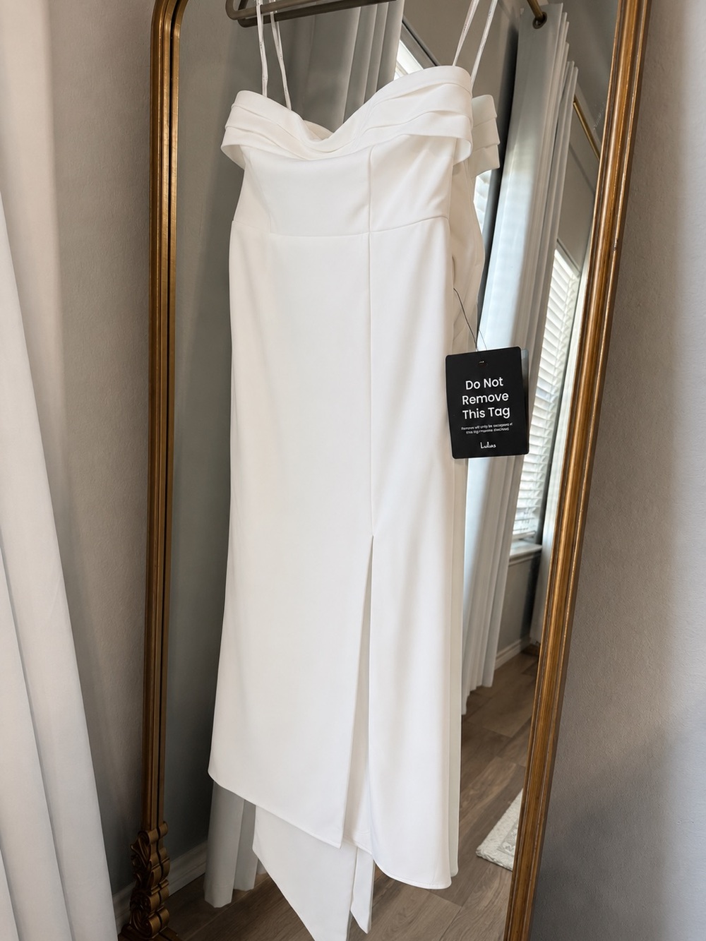 Lulu's White Asymmetrical Strap Midi Dress